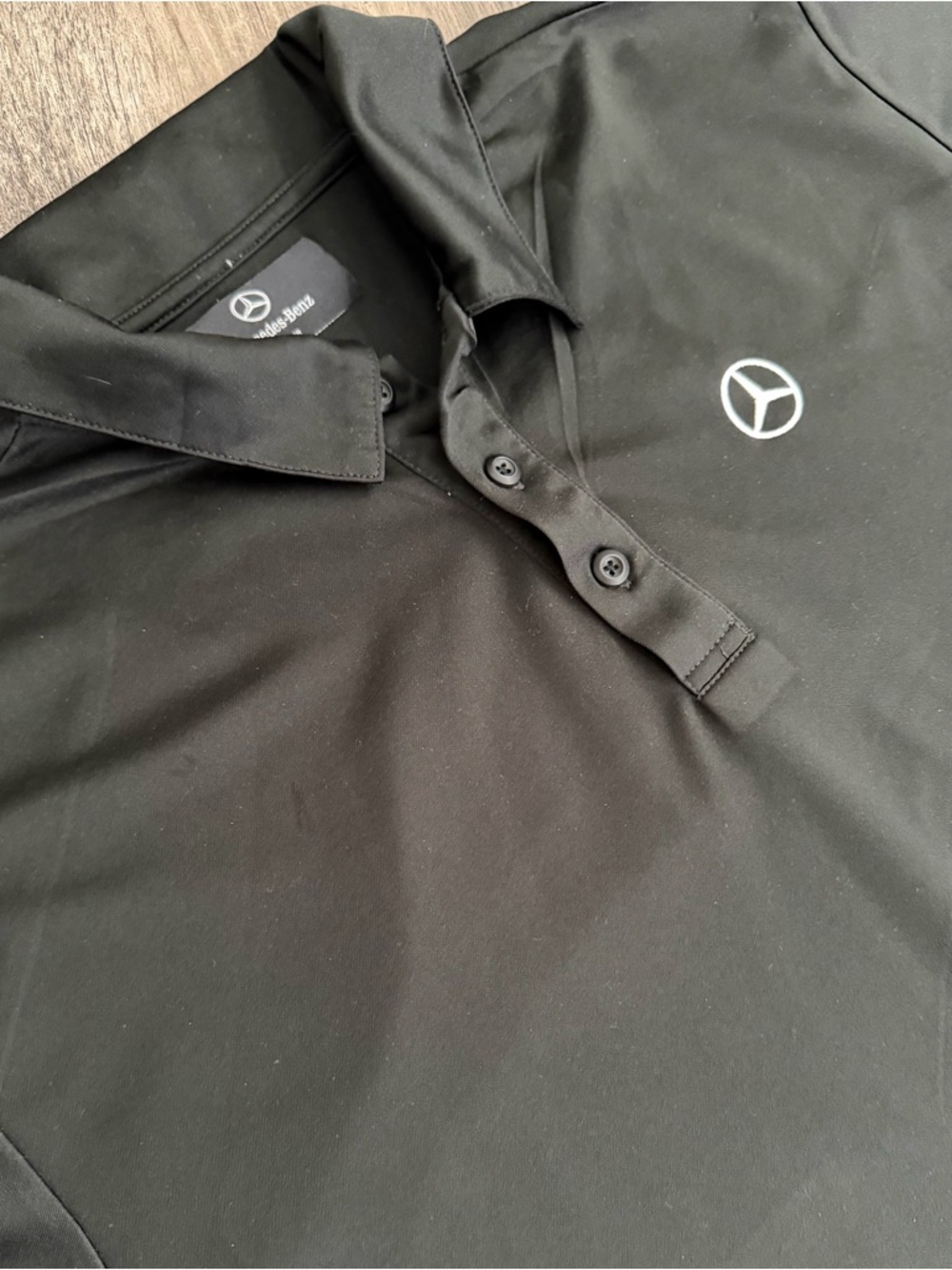 Mercedes Benz Black Polo Short Sleeve Shirt with Embroidered Logo XL STRETCH